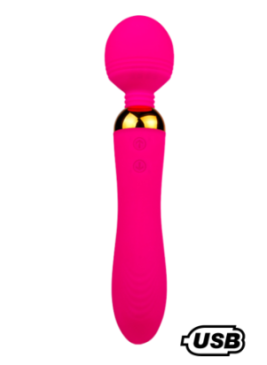 SHAKE Rose, Vibromasseur Wand USB en silicone médical avec 2 puissants moteurs indépendants - BQ107PNK